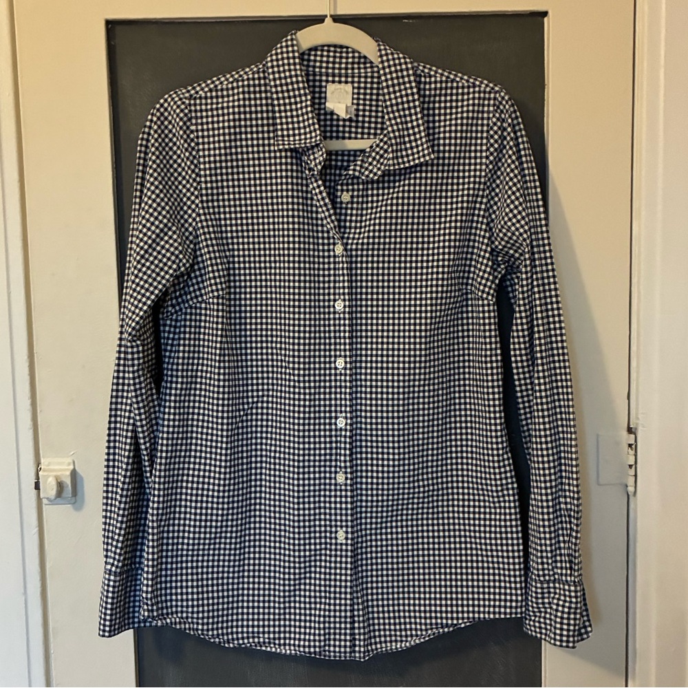 J. Crew The Perfect Shirt Navy and White Gingham